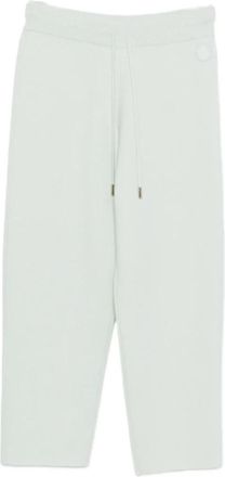Moncler Wollen joggingbroek met kasjmierblend en cropped model - Dames - Sweatpants - Groen - S - Wol - Broeken