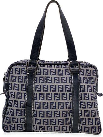 Fendi Fendi Blue Cotton Ff Handbag (Authentic Pre-Loved)