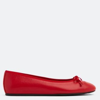 Ferragamo Ferragamo Red Leather Ballet Flats, Size 11 C