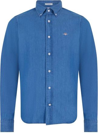 GANT Casual Shirts, male, Blue, Size: M Slim Fit Shirt