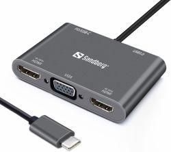 Sandberg Estaci&oacute;n De Acoplamiento Sandberg Usb-c 2xhdmi+1xvga+usb+pd