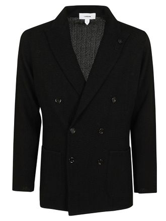 Lardini Double-Breasted Knit Blazer with Peak Lapel and Textured Finish