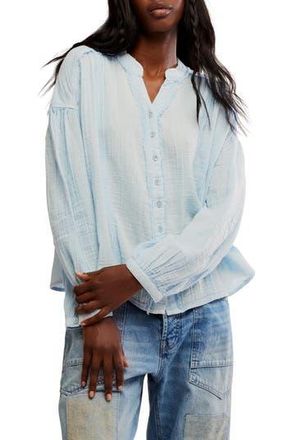 Free People Valley Cotton Doublecloth Button-Up Shirt in Ice Water at Nordstrom Rack, Size Small