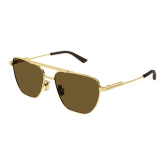 Bottega Veneta Aviator Full Rim Sunglasses - Gold