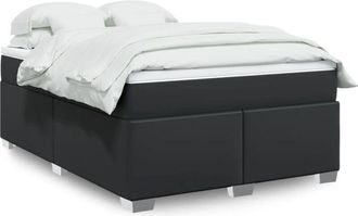 vidaXL Vidaxl - Cama Box Spring Con Colch&oacute;n Cuero Sint&eacute;tico Negro 160x200 Cm