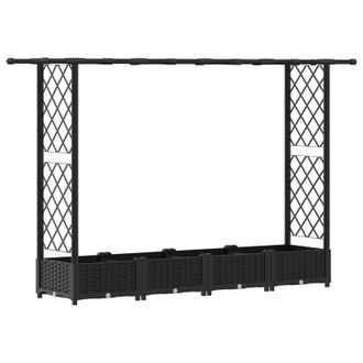vidaXL Cama Elevada Con Trellis Y Techo Negro 203 X 40 X 123 Cm Pp Vidaxl