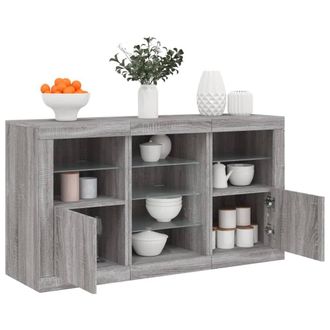 Berkfield Home Sideboard with LED Lights Grey Sonoma 123x37x67 cm | Size: 123 x 37 x 67 cm