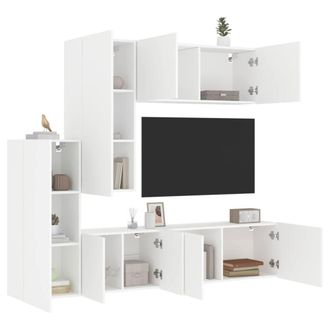 Berkfield Home 5 Piece TV Wall Units White Engineered Wood