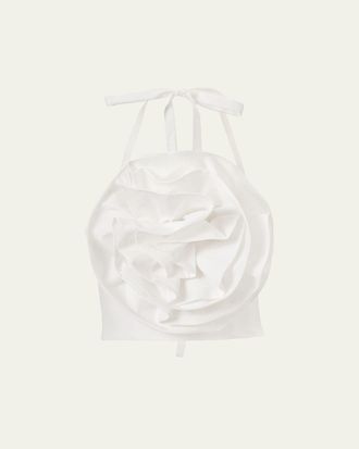 Carolina Herrera Rose Applique Halter Top