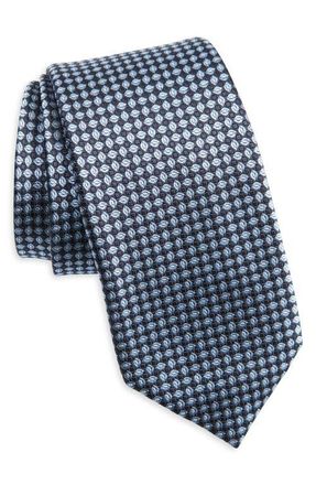 Ermenegildo Zegna Cinque Pieghe Geo Jacquard Silk Tie in Navy at Nordstrom