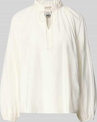Ichi Regular Fit Bluse mit Schlüsselloch-Ausschnitt Modell KARLANI in Offwhite, Größe 36