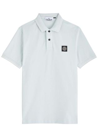 Stone Island Piqué Cotton Polo Shirt - Blue - XL