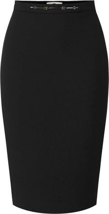 Elisabetta Franchi Rokken, Dames, Zwart, 2Xl, Polyester, Logo-plaque Pencil Midi Rok