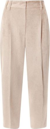 Brunello Cucinelli Pink Beige Corduroy Pleated Trousers, Brand Size 44 (US Size 10)