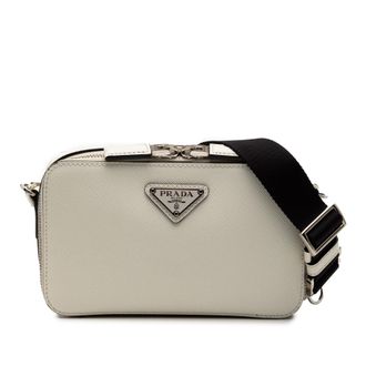 Prada Tweedehands Saffiano Brique Schoudertas