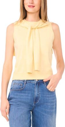 Vince Camuto Tie Neck Sleeveless Sweater in Soft Yellow at Nordstrom, Size X-Large