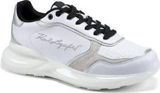 Karl Lagerfeld Gatan Side Logo Sneaker in White/Tan at Nordstrom Rack, Size 10.5