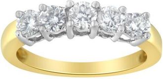 House of Brilliance 14KT Two Toned Gold 1.0 cttw 5 Stone Diamond Ring in Yellow at Nordstrom, Size 7