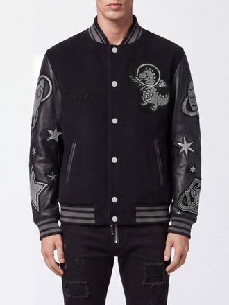 Philipp Plein Crystal-Embellished Logo and Embroidery Bomber Jacket