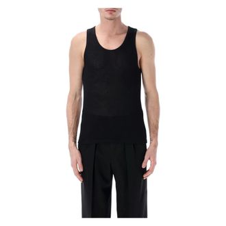 Tom Ford Sleeveless Tops, male, Black, Size: M Crewneck Tank Top