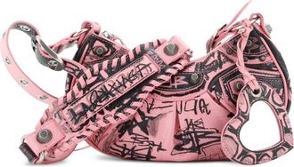 Balenciaga Le Cagole Graffiti Giant Studs Leather XS shoulder bag - Roze