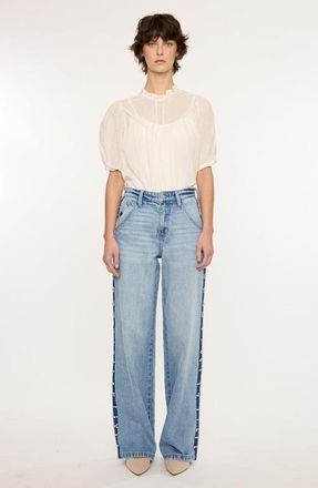 Kancan Gianna Low Slung Baggy Wide Jeans in Medium Wash at Nordstrom, Size 27