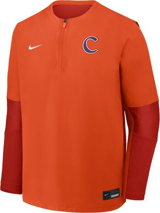Nike Clemson Dugout Nike Mens Dri-FIT College 1/4-Zip Long-Sleeve Windshirt in Orange | 04HD0DF4CLN-39L