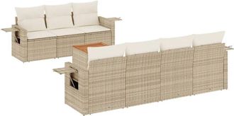vidaXL Vidaxl - Juego De Sof&aacute;s De Jard&iacute;n Con Cojines Beige 8 Pzas Rat&aacute;n Pe