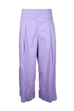 Liviana Conti Pleated Purple Trousers with Cuffed Hem and High Waist