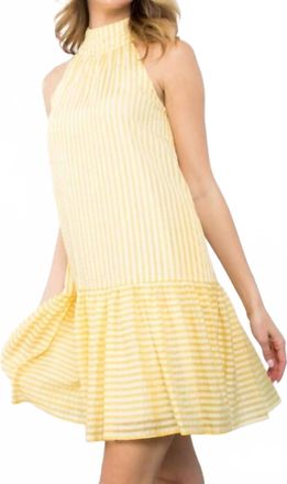 THML Clothing Colette Drop Waist Dress In Yellow & White