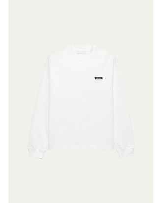 Prada Mens Logo Long-Sleeved Cotton T-Shirt