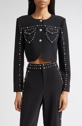 Cinq &agrave; Sept Olga Studded Crop Jacket in Black at Nordstrom Rack, Size 10