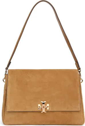 Tory Burch Womens Shoulder Bag Wild Tobacco Suede Cow Hide Handbags Hand