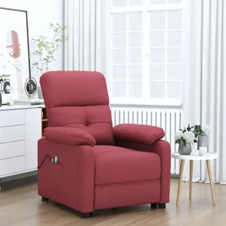 vidaXL Sill&oacute;n De Masaje El&eacute;ctrico Tela Rojo Tinto Vidaxl