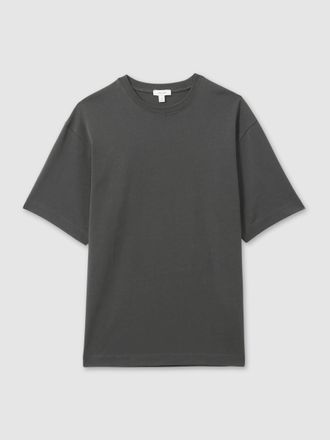 Reiss Washed Black Cotton Garment-dyed Oversized T-shirt, Xxl
