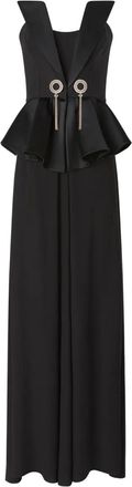Genny peplum-waist embellished dress - Black