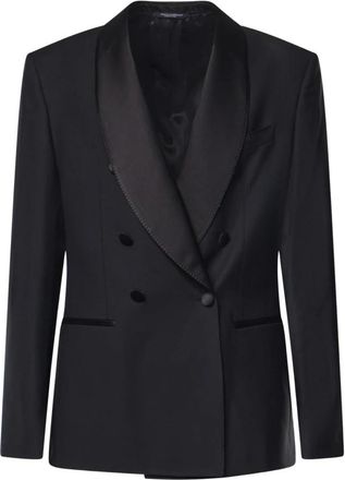 Dolce & Gabbana Dubbelrijige Blazer van Wol en Zijde - Heren - Business blazers - Zwart - 2XL - Wol - Kostuums