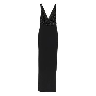 Elisabetta Franchi Rhinestones V-neck Dress