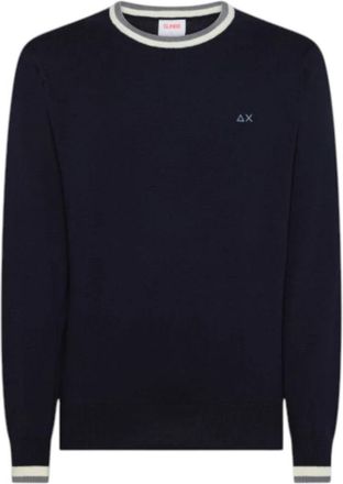 Sun 68 Rondgebreide trui - Heren - Ronde hals truien - Blauw - XL - Truien & Vesten
