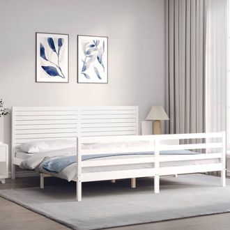 Berkfield Home Beautiful Bed Frame with Headboard White 200x200 cm Solid Wood