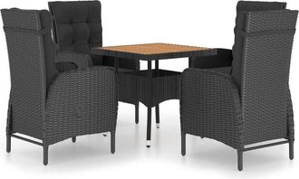vidaXL Comedor De Jard&iacute;n 5 Pzas Rat&aacute;n Sint&eacute;tico Y Madera Acacia Negro Vidaxl
