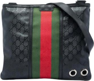 Gucci Pre-owned Canvas Crossbody Bag - Dames - Vintage Schoudertas - Veelkleurig - ONE Size - Leer - Vintage
