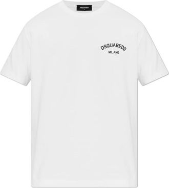 Dsquared2 Tops, Heren, Wit, 3Xl, Katoen, T-shirt met logo