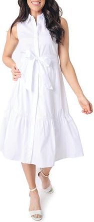 Gibsonlook Tiered Poplin Midi Shirtdress in White at Nordstrom Rack, Size X-Small