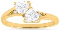 Queen Jewels Cubic Zirconia Double Heart Ring in Gold at Nordstrom Rack, Size 10