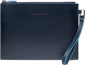 Piquadro Tassen, Heren, Blauw, ONE Size, Leather mens clutch for i Padmini with removable wrist strap and pocket for Air Pods