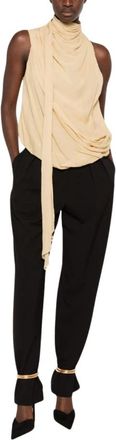Simona Corsellini Broek met enkeldetail - Dames - Broeken - Zwart - XS - Polyester - Broeken