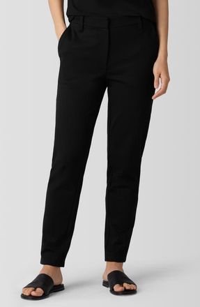 Eileen Fisher Jersey Tapered Ankle Trousers in Black at Nordstrom, Size X-Small