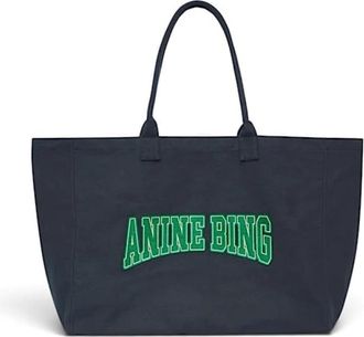 Anine Bing Leo Canvas Tote - Dames - Tassen - Zwart - Maat: ONE Size Katoen