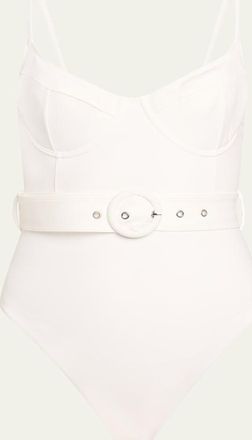 SIMKHAI Noa Belted Bustier One-Piece Swimsuit